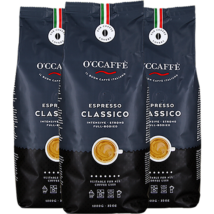 O'CCAFFÈ Espresso Classico, ganze Bohne, Vorteilspack, 3kg