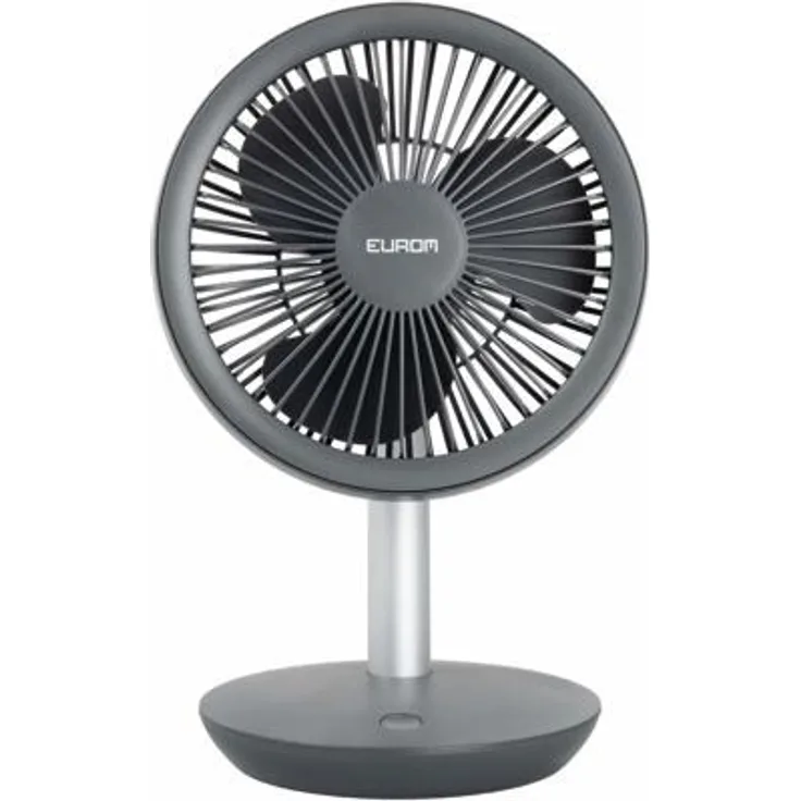 Eurom Vento Tischventilator, 5 Watt, akkubetrieben, 4 Leistungsstufen, grau