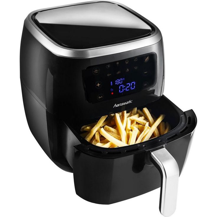 Hanseatic Heißluftfritteuse XXL, HFH1800-6BD, ohne Öl, 1800 Watt, 6 Liter Fassungsvermögen, Kunststoff, schwarz