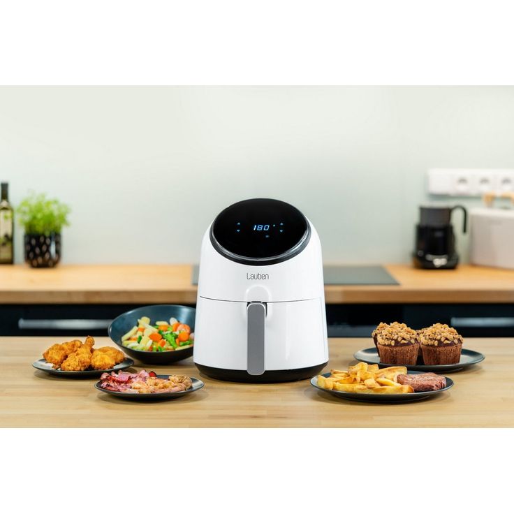 Lauben Heißluftfritteuse Hot Air Fryer 2500WT, ohne Öl, 1300 Watt, 2.5 Liter Fassungsvermögen, Kunststoff, weiß