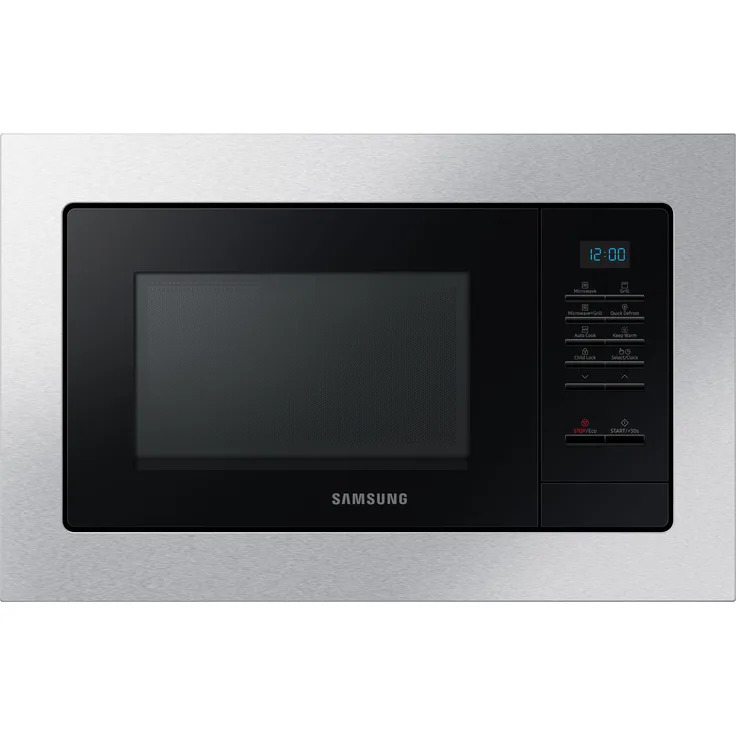 Samsung Mikrowelle MG20A7013CT mit Grill, Einbaugerät, 800 Watt, 20 Liter Garraum, schwarz, Edelstahl