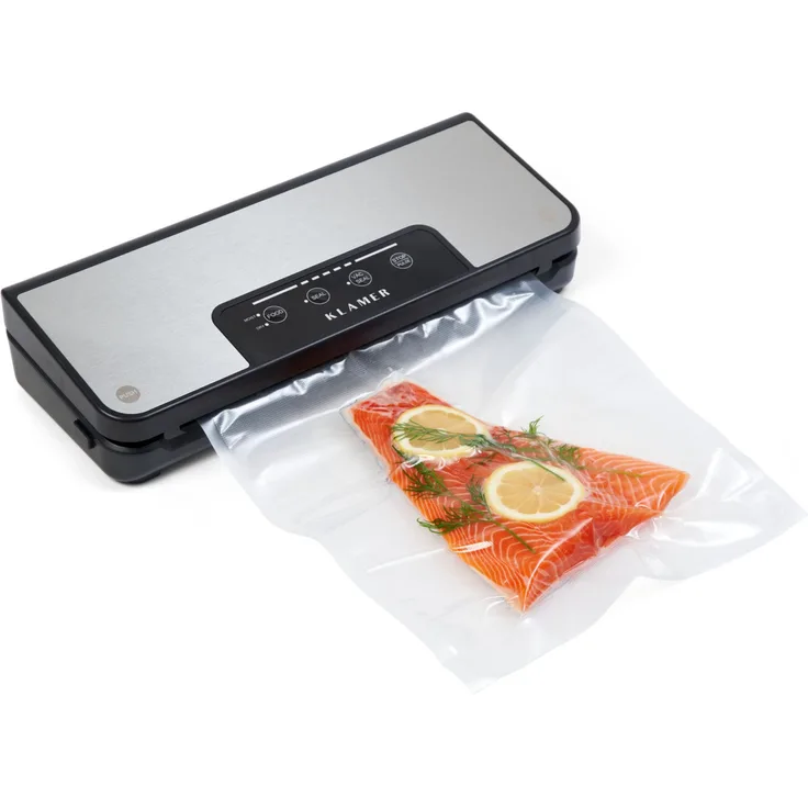 KLAMER Classic Pro 80 Vakuumierer für trockene oder feuchte Lebensmittel und Sous Vide, inkl. Vakuumier-Beutel und Schlauch