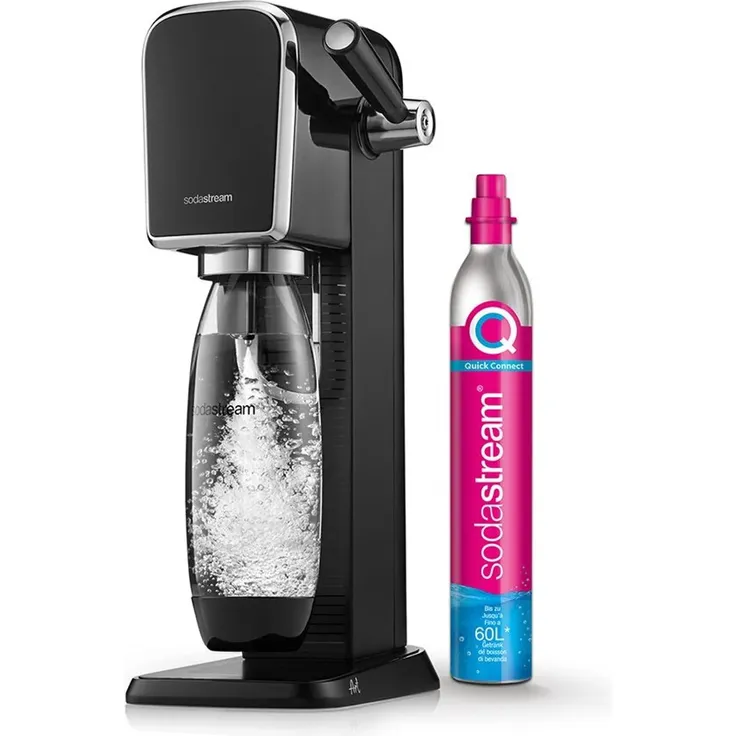 SodaStream ART Wassersprudler, inkl. CO2 Quick Connect Zylinder 60L, 1L PET-Flasche, 145 mm, 245 mm, schwarz, Serie: Art