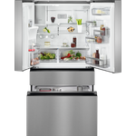 AEG RME954F9VX French-Door-Kühlschrank, freistehend, silber, NoFrost, Wasser- und Eiswürfelspender, Festwasseranschluss, Schnellgefrieren, Breite 91.3 cm, Energieklasse F