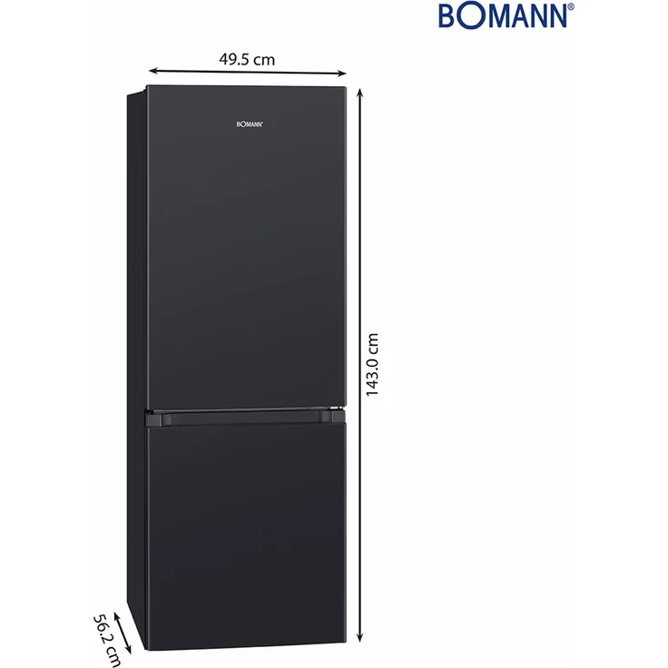 Bomann KG 322.1 Kühl-Gefrierkombination, freistehend, schwarz, Abtauautomatik, LED, Breite 49.5 cm, Energieklasse D – Bild 6