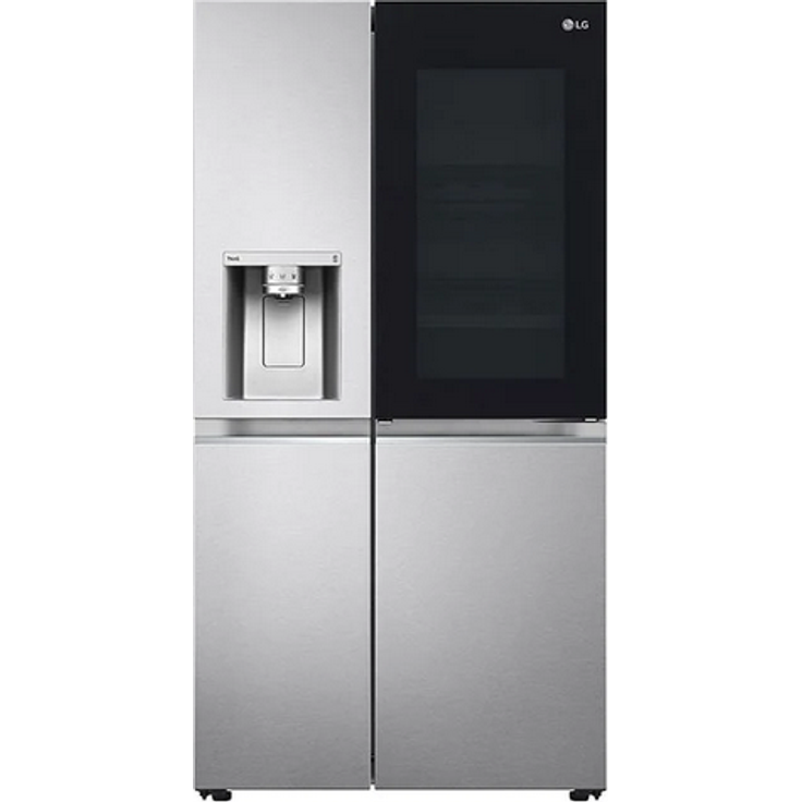 LG GSXV90BSAE Side-by-Side-Kühlschrank, freistehend, silber, NoFrost, Wasser- und Eiswürfelspender, Festwasseranschluss, LED, Schnellkühlen und -gefrieren, InstaView, Door-in-Door, Breite 91.3 cm