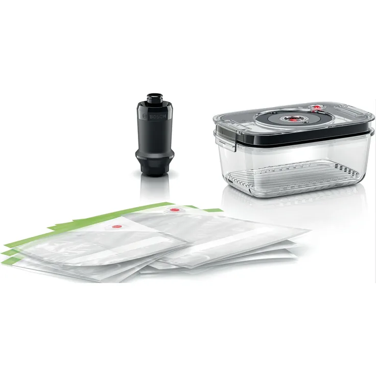 Bosch MSZV6FSG1 ErgoMixx Stabmixer Vakuum Frischhalteset, Glasbehälter 3,8L, transparent, schwarz