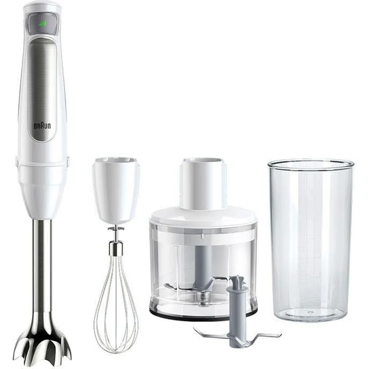 Braun MQ7035IWH MultiQuick7 Stabmixer-Set, 1000W, Smart Speed stufenlose Geschwindigkeitsregelung, inkl. Schneebesen, Mixbecher, Zerhacker, weiß – Bild 1