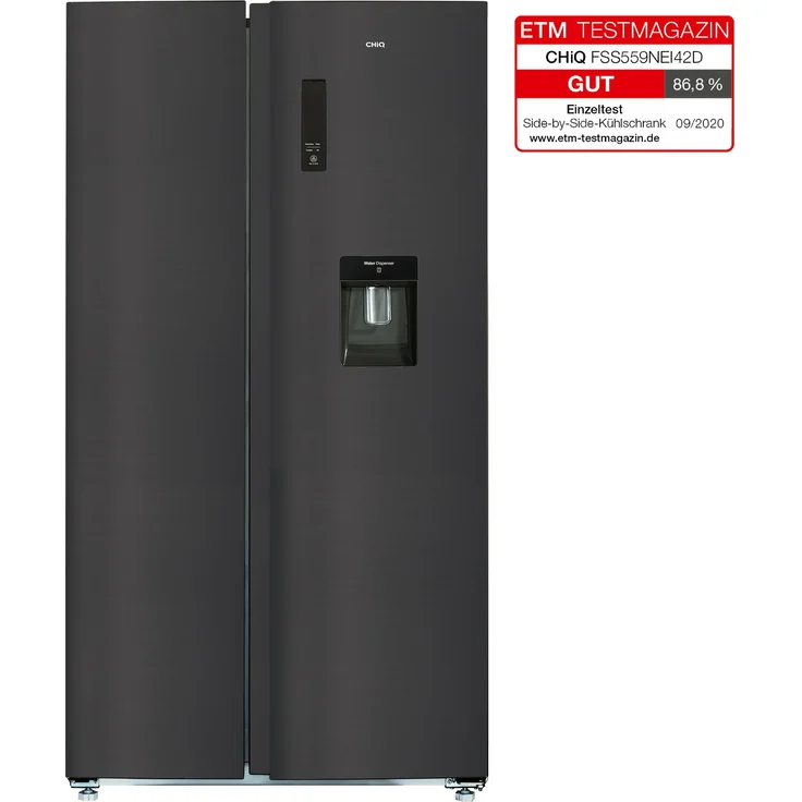Chiq FSS559NEI42D Side-by-Side-Kühlschrank, freistehend, Dark Inox Look, Total NoFrost, Wasserspender, Wassertank, LED Touch Display, Schnellgefrieren, Breite 70.4 cm – Bild 2