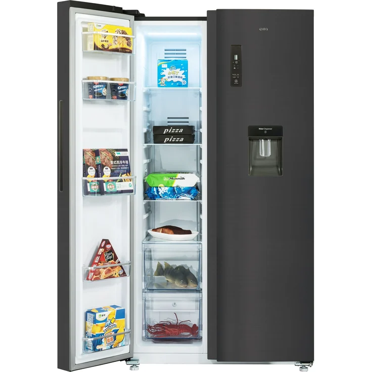 Chiq FSS559NEI42D Side-by-Side-Kühlschrank, freistehend, Dark Inox Look, Total NoFrost, Wasserspender, Wassertank, LED Touch Display, Schnellgefrieren, Breite 70.4 cm – Bild 5