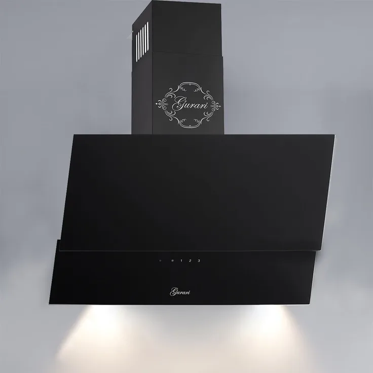 Gurari GCH D 268 BL Dunstabzugshaube 90cm kopffreihaube Schwarz Glas TouchControl