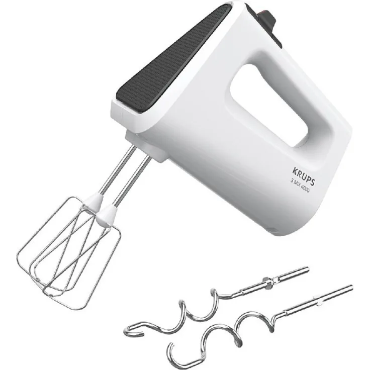 Krups GN4001 -3 Mix 4000 Handmixer, 450W, variable Geschwindigkeit mit Turbo und Auswurffunktion, weiß