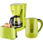 KORONA Frühstücksset Küchenset Filterkaffeemaschine + 2-Scheiben-Toaster + Wasserkocher Grün