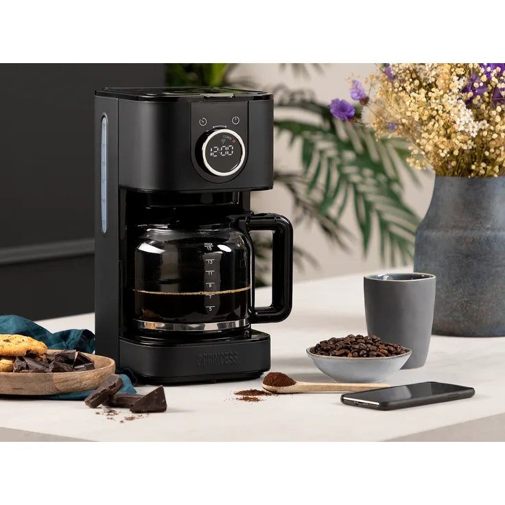Filterkaffeemaschine Smart Home mit Timer Luxus Filterkaffeemaschine Edelstahl Schwarz