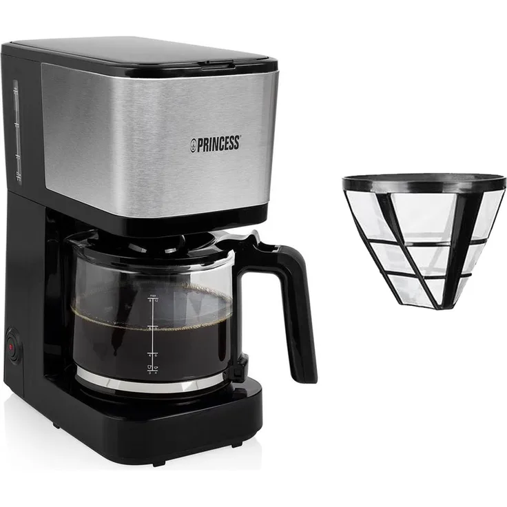 Filterkaffeemaschine Edelstahl Set mit Glaskanne für 12 Tassen & 2x Permanentfilter