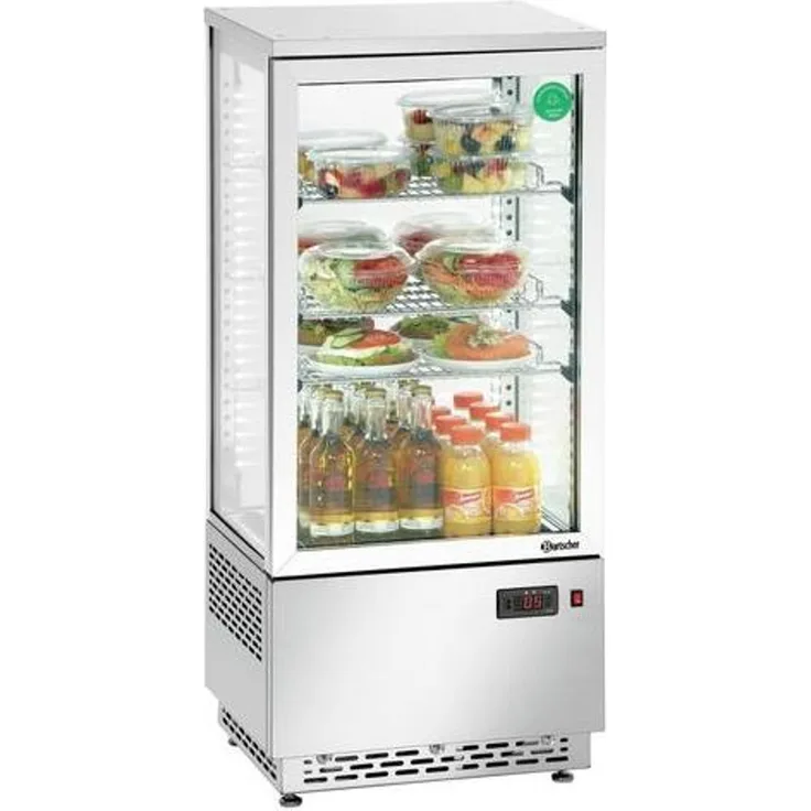 Bartscher Mini-Kühlvitrine, 78L, Edelstahl, Lxbxh: 3,9X4,3X9,86 Cm, 700478G