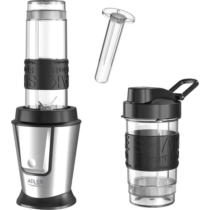Adler AD 4081 Standmixer, Smoothie-Maker, 800W, inkl. 2 Sportflaschen, Edelstahl, schwarz
