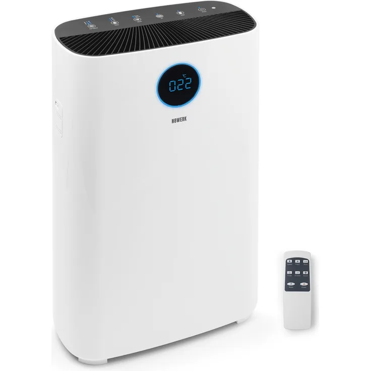 N8WERK HEPA H14 Luftreiniger S, Raumgröße bis 50 m², 6-fach-Filtersystem, H14 Filter, CADR: 185 m³-h, App-Steuerung, UV-C- Licht, weiß