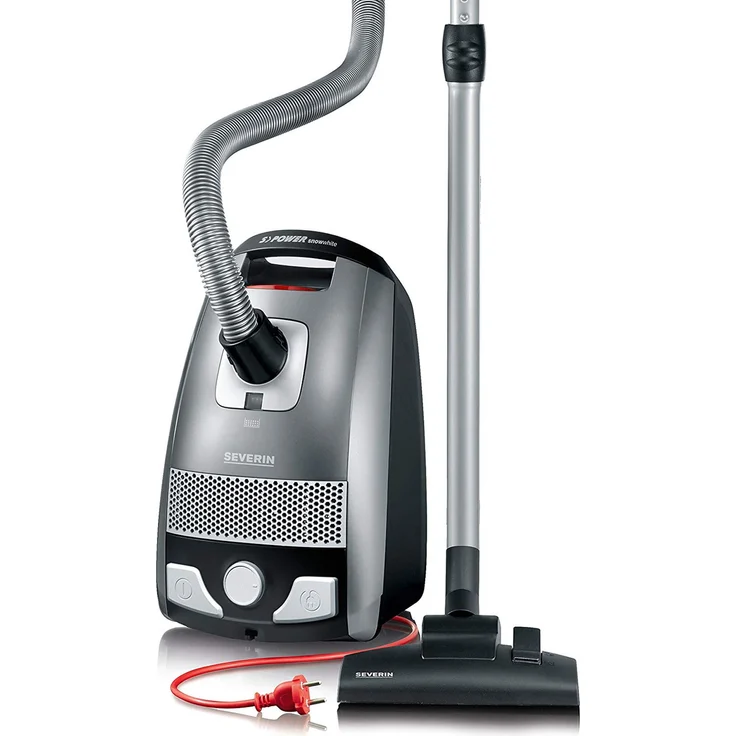 Severin BC 7045 S'Power Snowwhite Bodenstaubsauger, mit Beutel, 750 Watt, platingrau-granatrot  – Bild 6