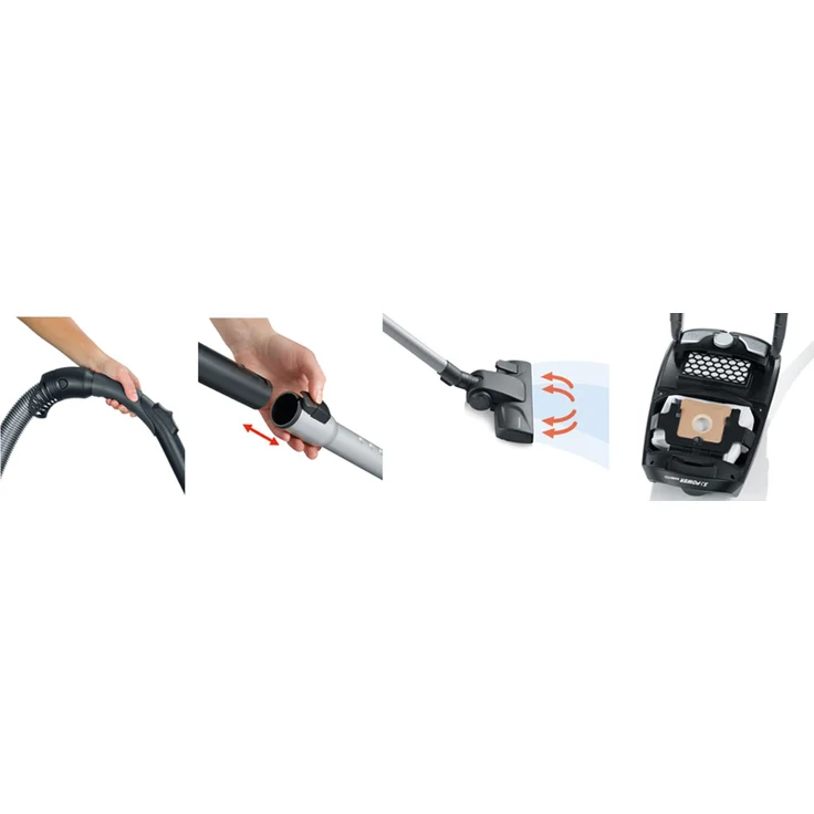 Severin BC 7045 S'Power Snowwhite Bodenstaubsauger, mit Beutel, 750 Watt, platingrau-granatrot  – Bild 2