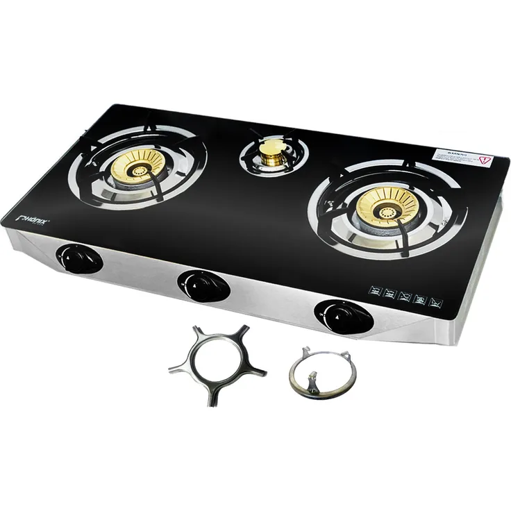 Phönix PS-3 Glas Gaskocher 3 flammig LPG Gasherd mit Zündsicherung 9 KW