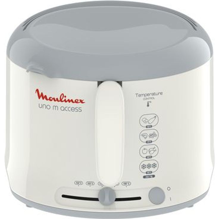 Moulinex AF1211 Uno M A. Fritteuse, mit Öl, 1600 Watt, weiß, für 1 kg Lebensmittel und 800 g Pommes