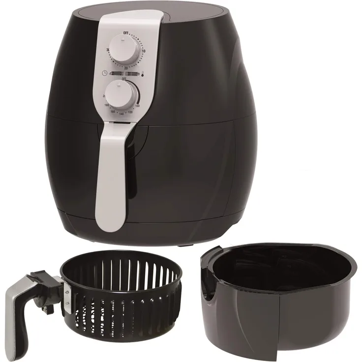 AMUR Heißluftfritteuse, ohne Fett, 1400 Watt, weiß, 2.5 Liter Fassungsvermögen, 5 Automatik-Programme