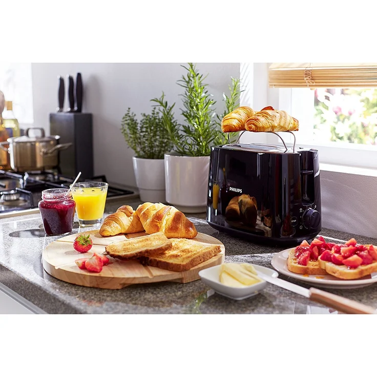Philips HD2581-90 Toaster, integrierter Brötchenaufsatz, 8 Bräunungsstufen, schwarz – Bild 5
