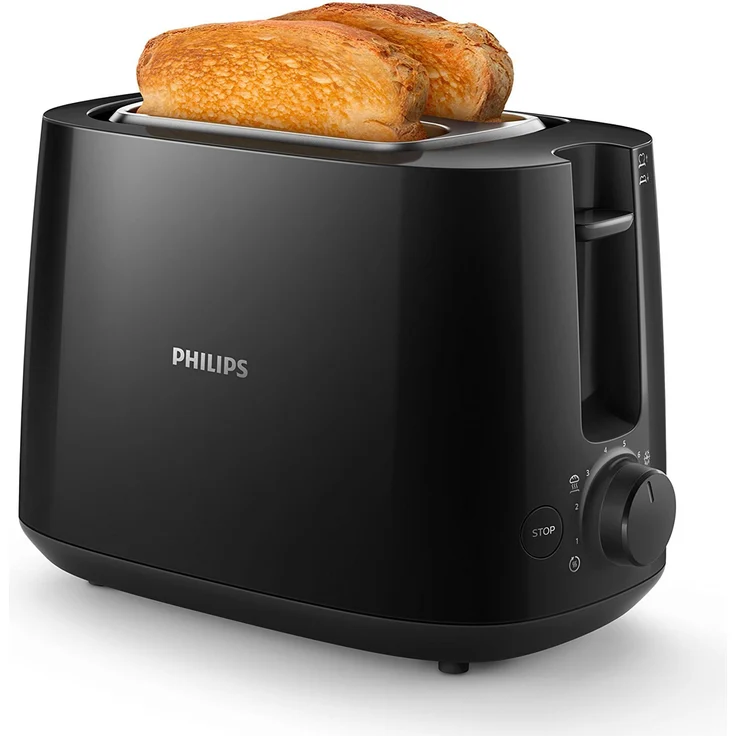 Philips HD2581-90 Toaster, integrierter Brötchenaufsatz, 8 Bräunungsstufen, schwarz – Bild 2