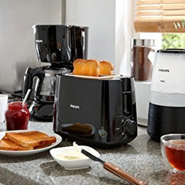 Philips HD2581-90 Toaster, integrierter Brötchenaufsatz, 8 Bräunungsstufen, schwarz – Bild 4