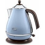De'Longhi Wasserkocher Icona Vintage KBOV2001.AZ - 1,7 l mit Wasserstandsanzeige und 360° Basis, Edelstahl in elegantem Retro Look mit Chrom-Details, blau