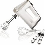 Krups Handmixer 3 Mix 9000 Deluxe GN9011 (500W, stufenlose Geschwindigkeiten mit langsamem Start + Turbotaste, ergonomischer Griff, Schneebesen & Knethaken aus Edelstahl, Messbecher inkl.) weiß