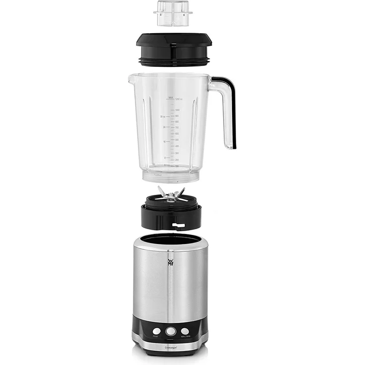 WMF Kult X Standmixer 25.000 U-min, 900 Watt, 2 Geschwindigkeiten, 4 Mixbehälter, ToGo-Flasche, Messereinheit mit Kreuzklingen für Smoothies, Messereinheit mit Flachklingen zum Zerkleinern – Bild 4