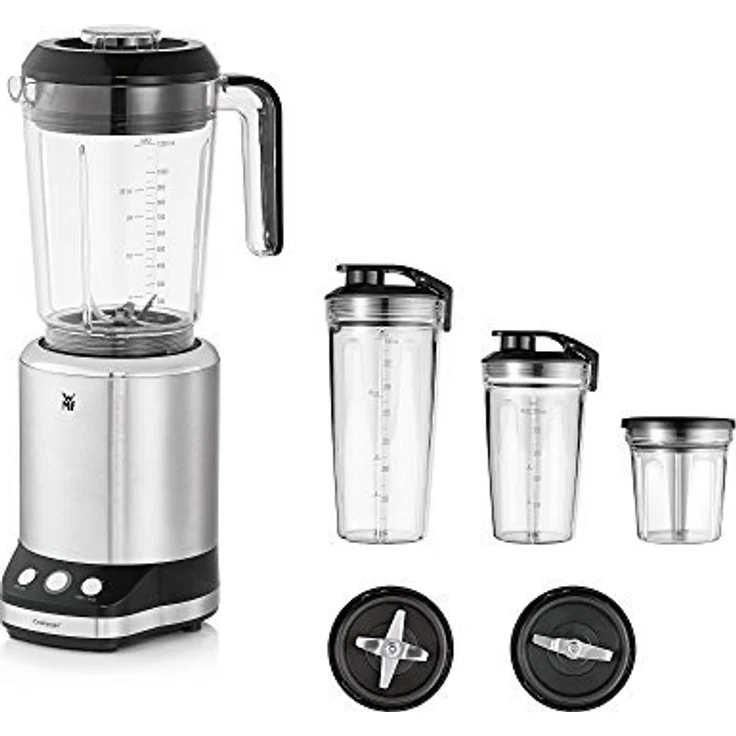 WMF Kult X Standmixer 25.000 U-min, 900 Watt, 2 Geschwindigkeiten, 4 Mixbehälter, ToGo-Flasche, Messereinheit mit Kreuzklingen für Smoothies, Messereinheit mit Flachklingen zum Zerkleinern – Bild 2