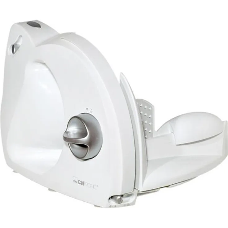 Clatronic AS 2958, Allesschneider mit 3-Stufenschaltung, Edelstahl Spezialmesser, Kraftvoller Motor, Stufenlos einstellbare Schnittstärke, Schnittstärkenanzeiger, Klappbares Gehäuse