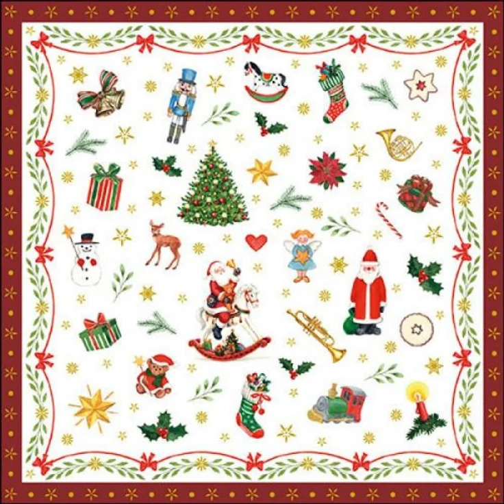 20 Servietten viele Geschenke zu Weihnachten rot Christmas Nikolaus 33cm – Bild 1