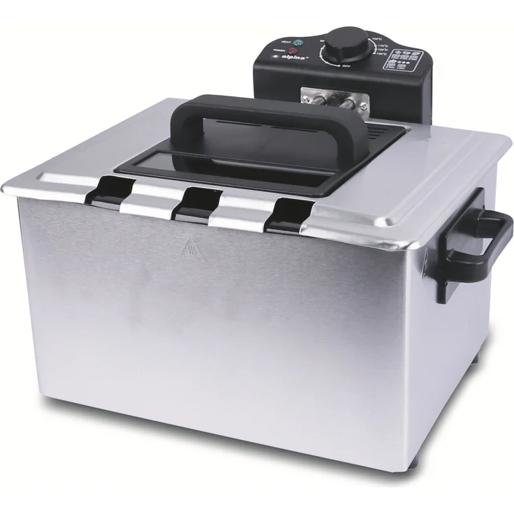 Fritteuse ALPINA, mit Fett, 2000 Watt, 5 Liter Fassungsvermögen, Edelstahl, silber, mit 3 Frittierkörben – Bild 1
