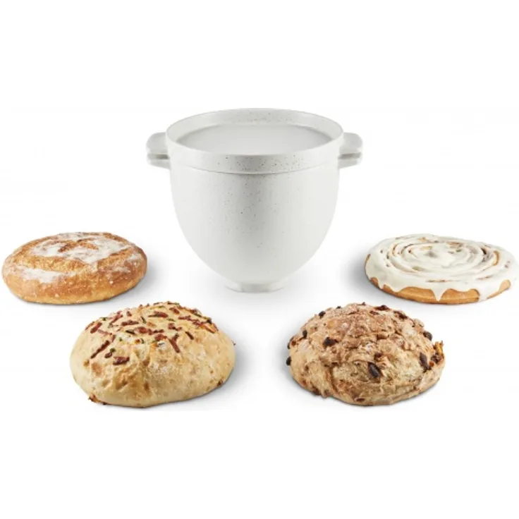 KitchenAid 5KSM2CB5BGS Brot-Backschüssel, geeignet für 4,8 L Artisan und 4,3 L Classic Küchenmaschinen, Keramikdeckel, spülmaschinengeeignet, grey speckle, grau