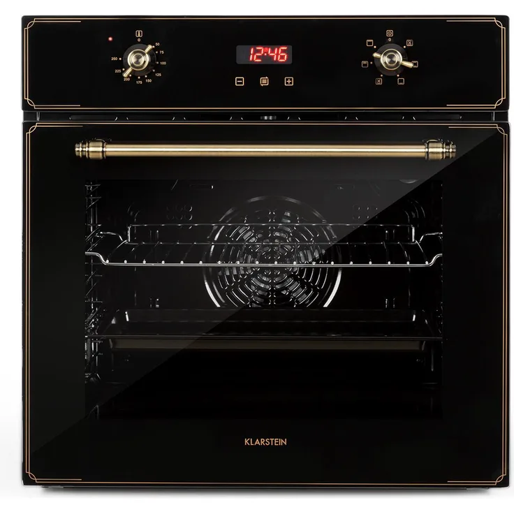 Klarstein Elizabeth Elektrischer Einbaugerätbackofen , Retro-Design , 70L , Eek A , Autark , Umluft Ober- Unterhitze Grill