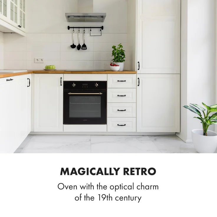 Klarstein Elizabeth Elektrischer Einbaugerätbackofen , Retro-Design , 70L , Eek A , Autark , Umluft Ober- Unterhitze Grill – Bild 2
