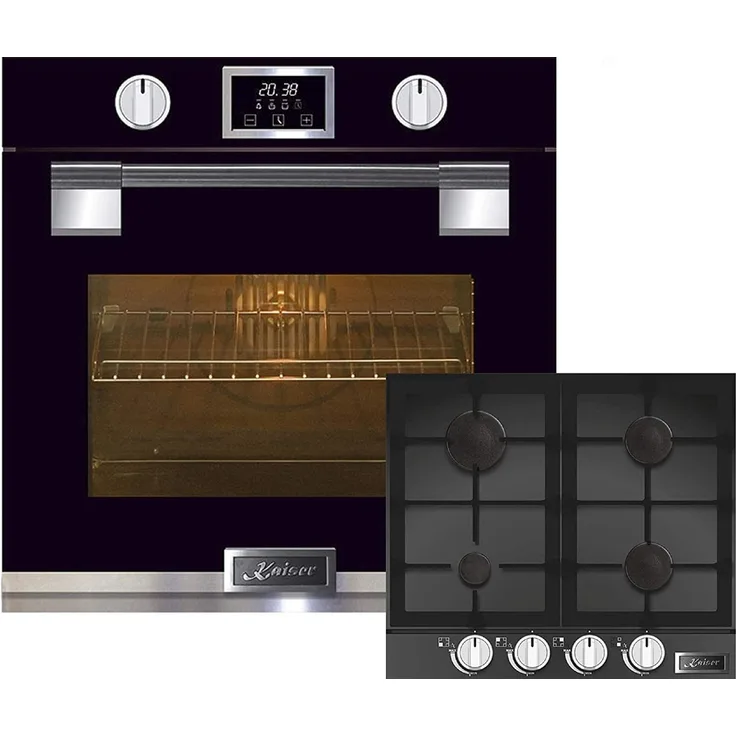 Kaiser EH 6338S Einbaugerät Elektro Backofen Schwarz + Kaiser Kcg 6387 Gaskochfeld 60 Cm Schwarz