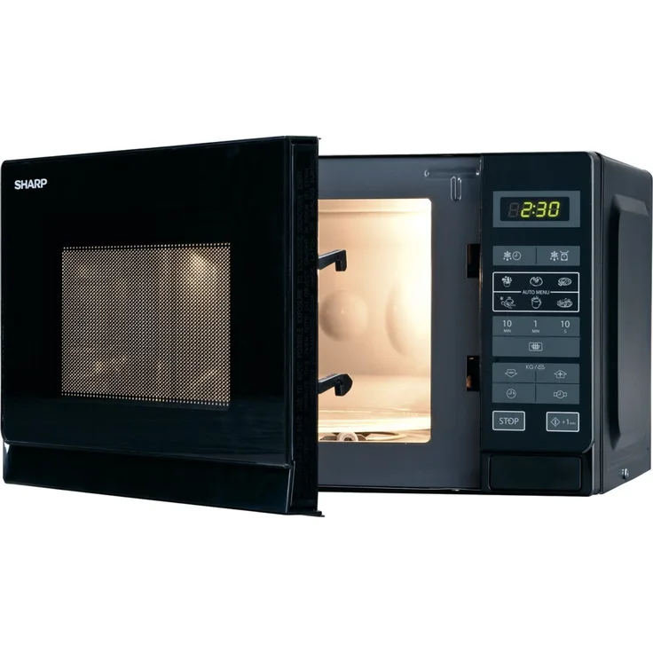 Sharp R242 BKW Mikrowelle, Standgerät, 800 Watt, 20 Liter Garraum, schwarz, Drehteller