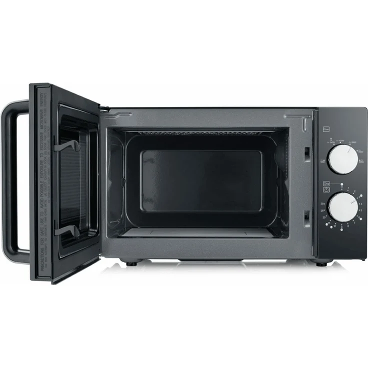 Severin MW 7761 Solo Mikrowelle mit Keramikboden, Standgerät, 800 Watt, 20 Liter Garraum, Edelstahl, schwarz – Bild 3