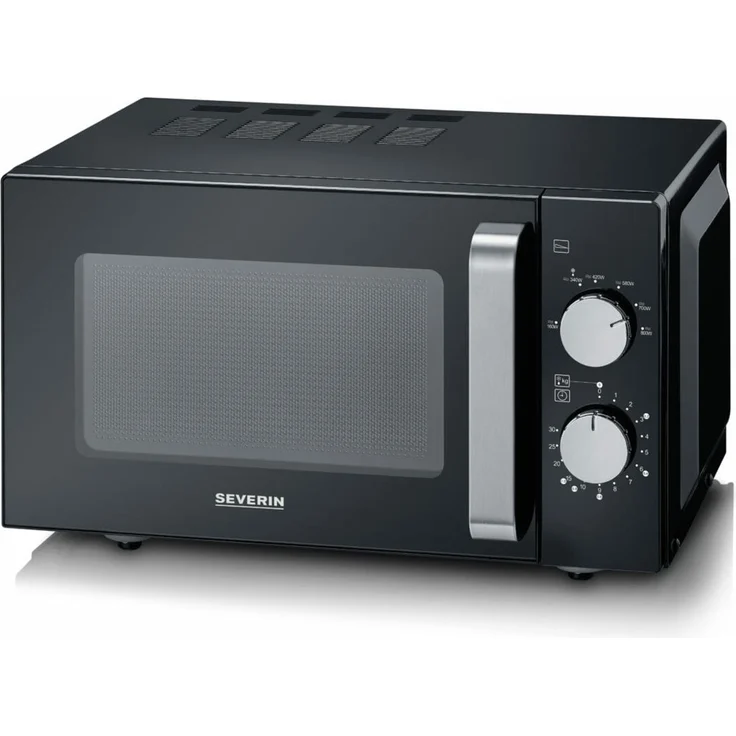 Severin MW 7761 Solo Mikrowelle mit Keramikboden, Standgerät, 800 Watt, 20 Liter Garraum, Edelstahl, schwarz – Bild 2