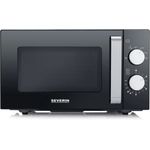 Severin MW 7761 Solo Mikrowelle mit Keramikboden, Standgerät, 800 Watt, 20 Liter Garraum, Edelstahl, schwarz