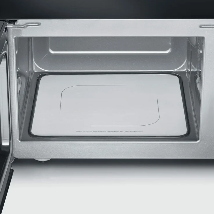 Severin MW 7761 Solo Mikrowelle mit Keramikboden, Standgerät, 800 Watt, 20 Liter Garraum, Edelstahl, schwarz – Bild 5