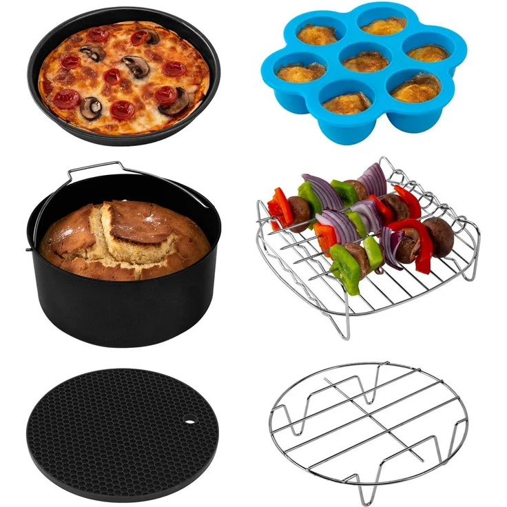 Cosori C158_6AC Heißluftfritteuse, ohne Öl, schwarz, Silikon, Zubehör – Bild 1