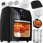 Kesser NEW-16127 XXL Airfryer 9in1 Heißluftfritteuse, ohne Öl, 1800 Watt, 5 Liter Fassungsvermögen, 8 Programme inkl. Zubehör, schwarz, Kunststoff