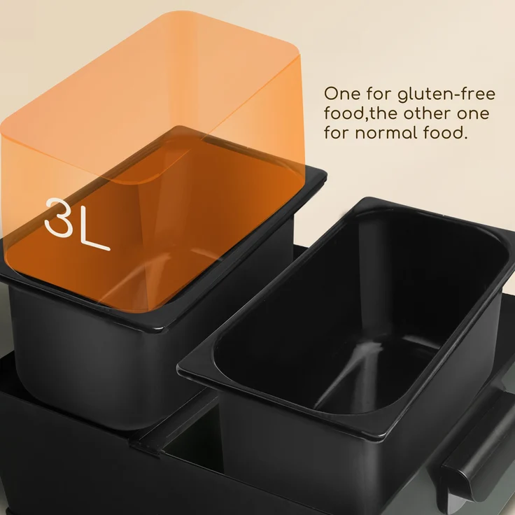 Aigostar feast Doppel-Fritteuse mit 2 Körben und Deckeln, mit Öl, 6 Liter Fassungsvermögen, 3600 Watt, Edelstahl, schwarz – Bild 6