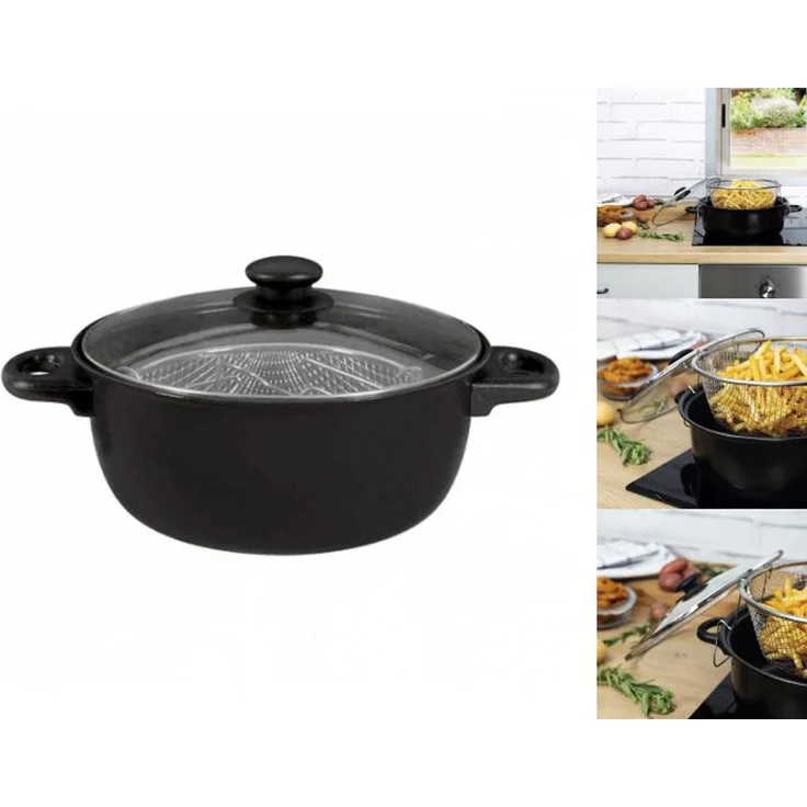 Quid S2700669 Fritteuse Gante, mit Fett, Stahl 0,32 L, 26 cm Durchmesser, schwarz – Bild 1